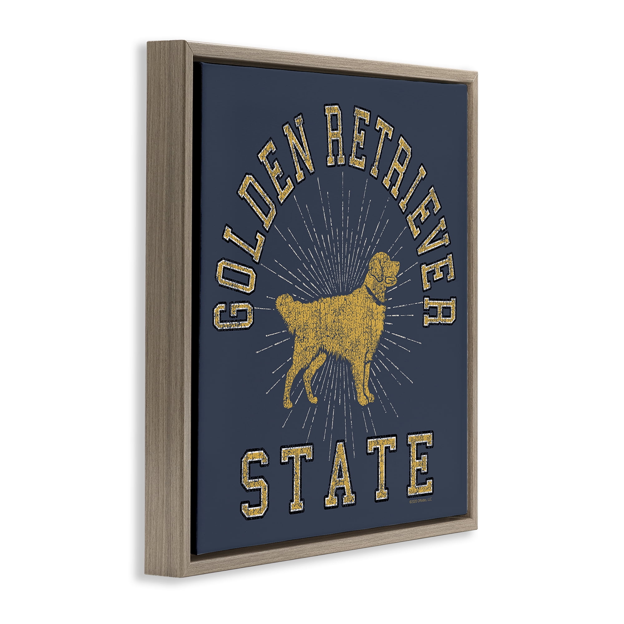 Stupell Industries Golden Retriever State Novelty & Humor Painting Brown Floater Framed Canvas Art Print Wall Art, 25 x 25