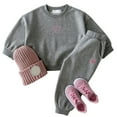 thumbnail image 4 of Rhuody Fall Outfits For Boys Letter Embroidered And Heart Hoodie And Pants Two Piece Kids Long Sleeve Tracksuit Handsome Clothes Set Grey 12-18 Months, 4 of 4