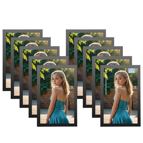 RYLZX 10 Pack Magnetic Picture Frame, 4 x 6 Inches Fridge Magnetic Photo Frames, Magnetic Photo Frames for Refrigerator, Home, School, Office (Black)