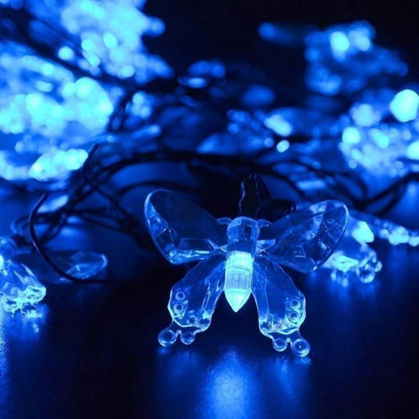 Huiyi Butterfly String Lights, 6.5m30LED Outdoor Solar Powered String Light 8Mode Indoor for Lighting for Lawn Patio Wedding Party Decor