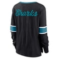 thumbnail image 3 of Women's Fanatics Black San Jose Sharks Effervescent Exclusive Notch Neck Lace-Up Long Sleeve Slub T-Shirt, 3 of 3