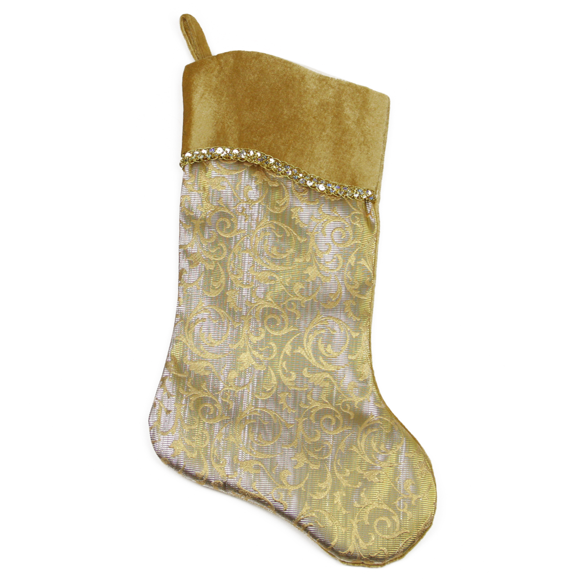20.5" Metallic Gold Christmas Stocking with Curved Cuff - Walmart.com - Walmart.com