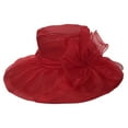 thumbnail image 3 of Foldable Organza Wide Brimmed Hat, Victorian Style Sun Hat, Adjustable Beach Wedding Hat, Suitable for Outdoor Activities in Summer（Red）, 3 of 4