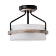 thumbnail image 4 of Janice Matte Black 2-Light Frosted Glass Drum Shade Semi-Flush Mount, 4 of 5