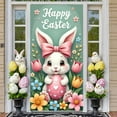 thumbnail image 3 of Bunny Theme Easter Banner Colorful Bows Bunny Backdrop Polka Dot Pattern Cute Design Happy Easter Background for Easter Party Spring Celebration Photo Backdrop, 3 of 9