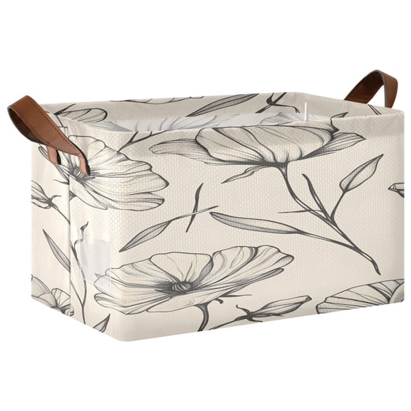 Rectangle Storage Basket with Handles Exquisite Florals Collapsible Bin Large Bins Decorative for Clothes Toys Bedroom