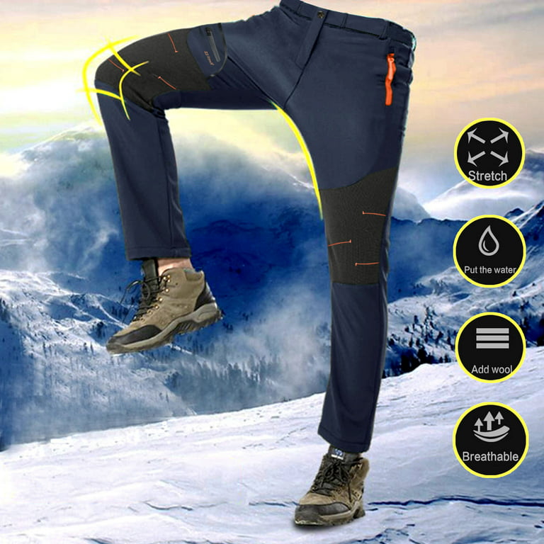 symoid Men's Hiking Clothing- Waterproof Windproof Outdoor Camping Hiking  Warm Trousers Pants Gray XXL 