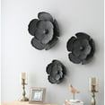 thumbnail image 3 of LuxenHome 3-Piece Dark Gray with Gold Metal Flowers Wall Decor Set, 3 of 5