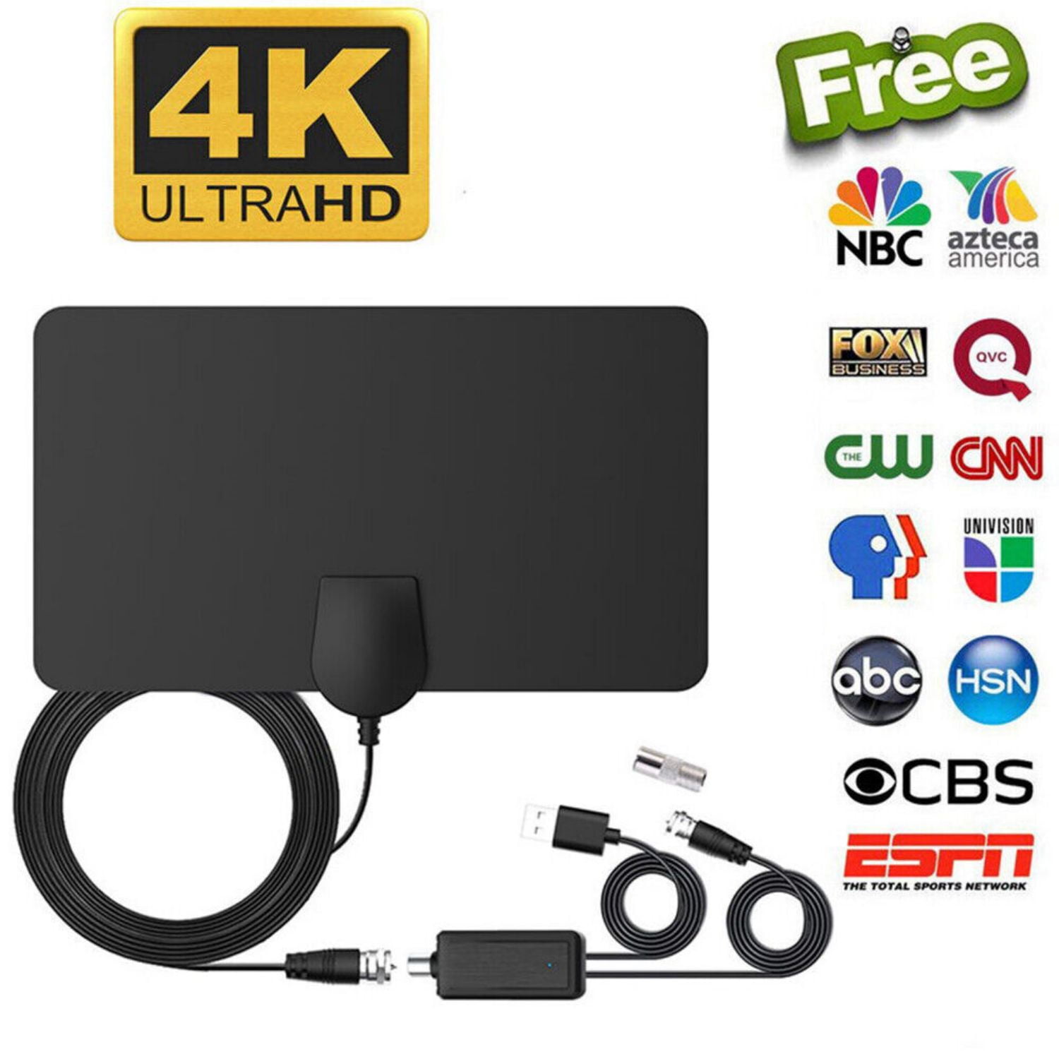 Xhy 4K Digital TV Antenna Indoor HDTV UHF VHF Antenna 60 Miles Signal