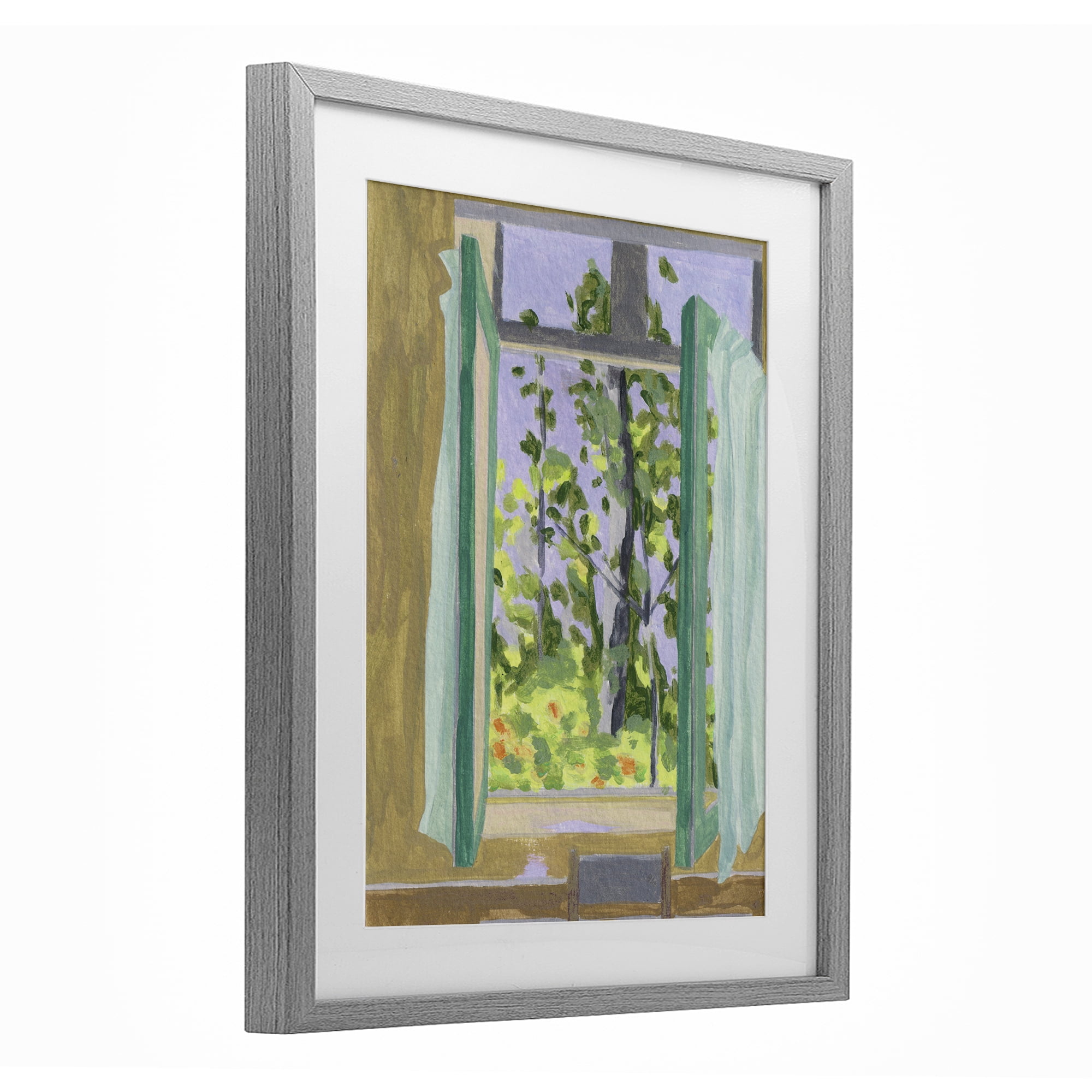 A Seat For Spring Gray Framed Print Under Glass, design by Melissa Wang