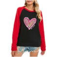 thumbnail image 4 of VALMASS Chandails Surdimensionnés de la Saint-Valentin pour Femmes Manches Raglan Col Rond Hauts Décontractés Amples Imprimés Blouses (S, Noir-I), 4 of 5