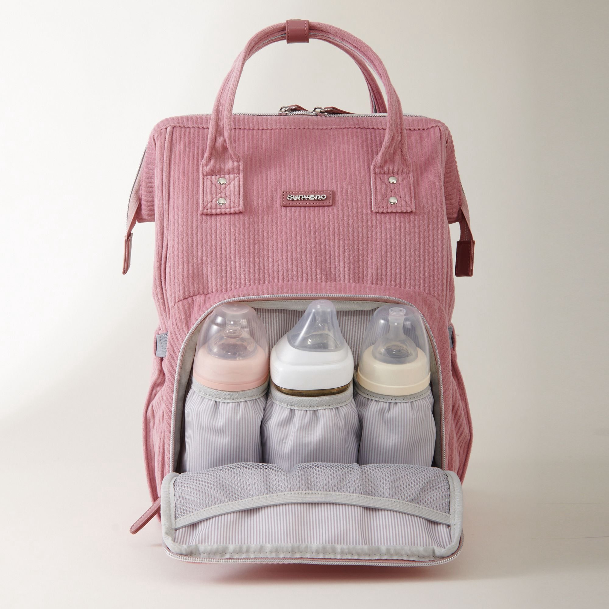 Sunveno Large Capacity Backpack Diaper Bags, Pink, 1 Count