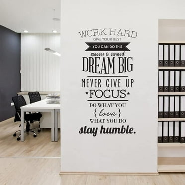 QTH Motivations Work Hard Stickers Quote and Letters of Inspirational Words Simple Removable DIY Vinyl Wall Sticker for Living Room, Bedroom