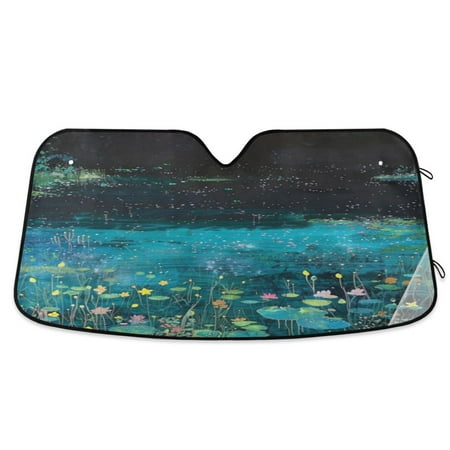 Car Sun Visor 55*27.6inch Windshield Sun Shield Car Sun Curtain Car Sun Shield Car Sun Insulation Suitable For Most Vehicles Pink Water Flower