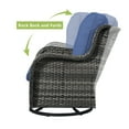 thumbnail image 3 of PARKWELL 3 Piece Wicker Patio Swivel Rocking Chairs with Glass Top Side Table PE Rattan Patio Furniture Set,Gray Swivel and Blue Cushion, 3 of 8