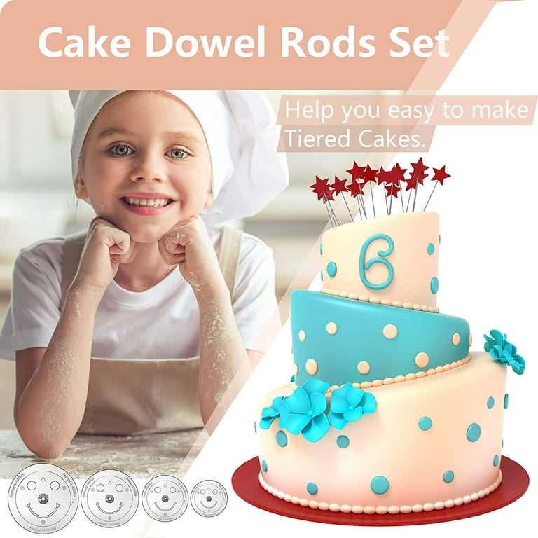 40Pcs Cake Dowel Rods Set, Cake Sticks Support Rods for Tiered Cakes  Including 5 Cake Separator Plates for 4, 6, 8, 10,12 Inch Cakes and 20  White Cake
