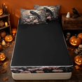 thumbnail image 3 of Erosebridal Spooky Gothic Crow Zipper Queen Comforter Set with Fitted Sheet and 2 Pillowcases, Boho Rose Skull Zipper Bedding Set for Boys Girls, Sepia Black Blush, Black Reversible, 3 of 6