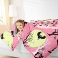 thumbnail image 4 of Homewish Pastel Halloween Scene Twin Comforter Sets,Owl Tree Cat Moon Print Bedding Set,Blush Pink Black,Pink Reversible,2 Pieces,1 Comforter and 1 Pillowcase, 4 of 7