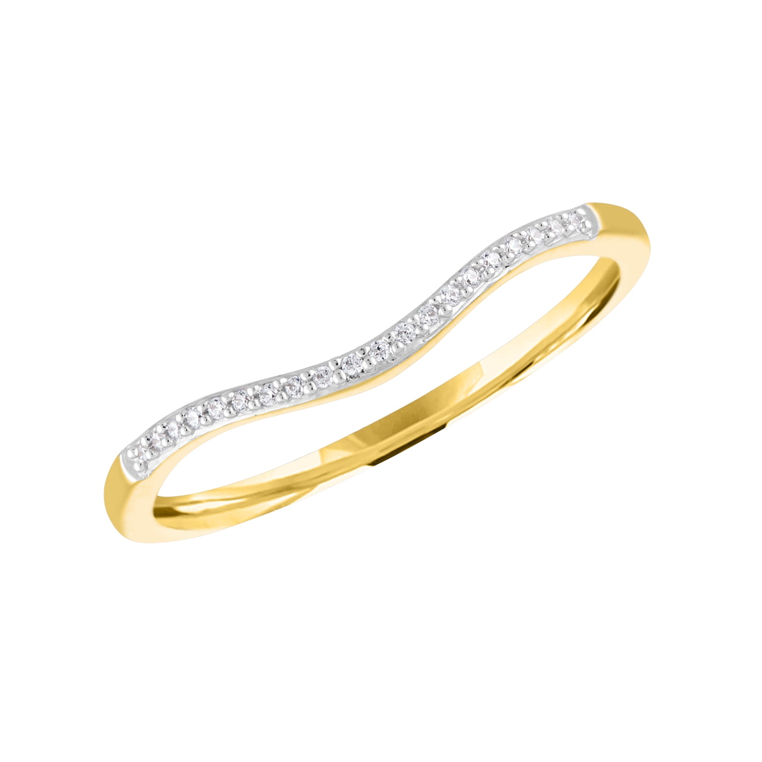 14kt Yellow Gold Plated Genuine Diamond Accent Stackable Ring