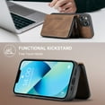 thumbnail image 4 of for iPhone 15 Plus Wallet Case, Minimalist Luxury PU Leather Magnetic Detachable Credit Card Holder, 2 in 1 Zipper ID Cash Slot, Magnetic Closure Kickstand Folio Flip Slim Cover,Brown, 4 of 8