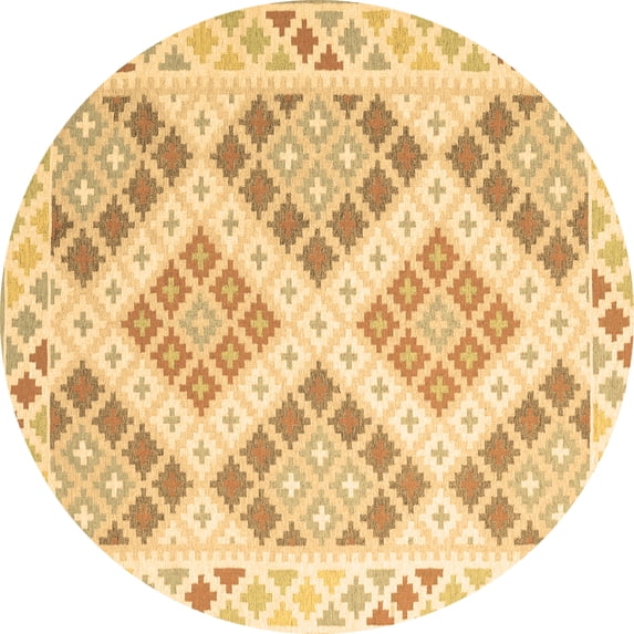 Ahgly Company Indoor Round Southwestern Brown Country Area Rugs, 5' Round