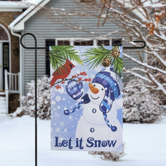 Northlight Let It Snow Snowman and Cardinal Outdoor Garden Flag 12.5" x 18"