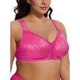 thumbnail image 2 of Deyllo Women Plus Size Full Coverag Bras Non Padded Comfort Wireless Rose Red Minimizer Bra Clothes Size 46C, 2 of 5