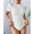 thumbnail image 4 of Bodysuits for Womens Crew Neck Short Sleeve Body Suits Going Out Outfits Summer Leotards Tops Onesie Shirts White XL, 4 of 7