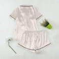 thumbnail image 4 of Posijego Silk Pajama Set for Women 2 Piece Outfits Satin Short Sleeve Button down Shirts Shorts Pjs Sets, 4 of 7