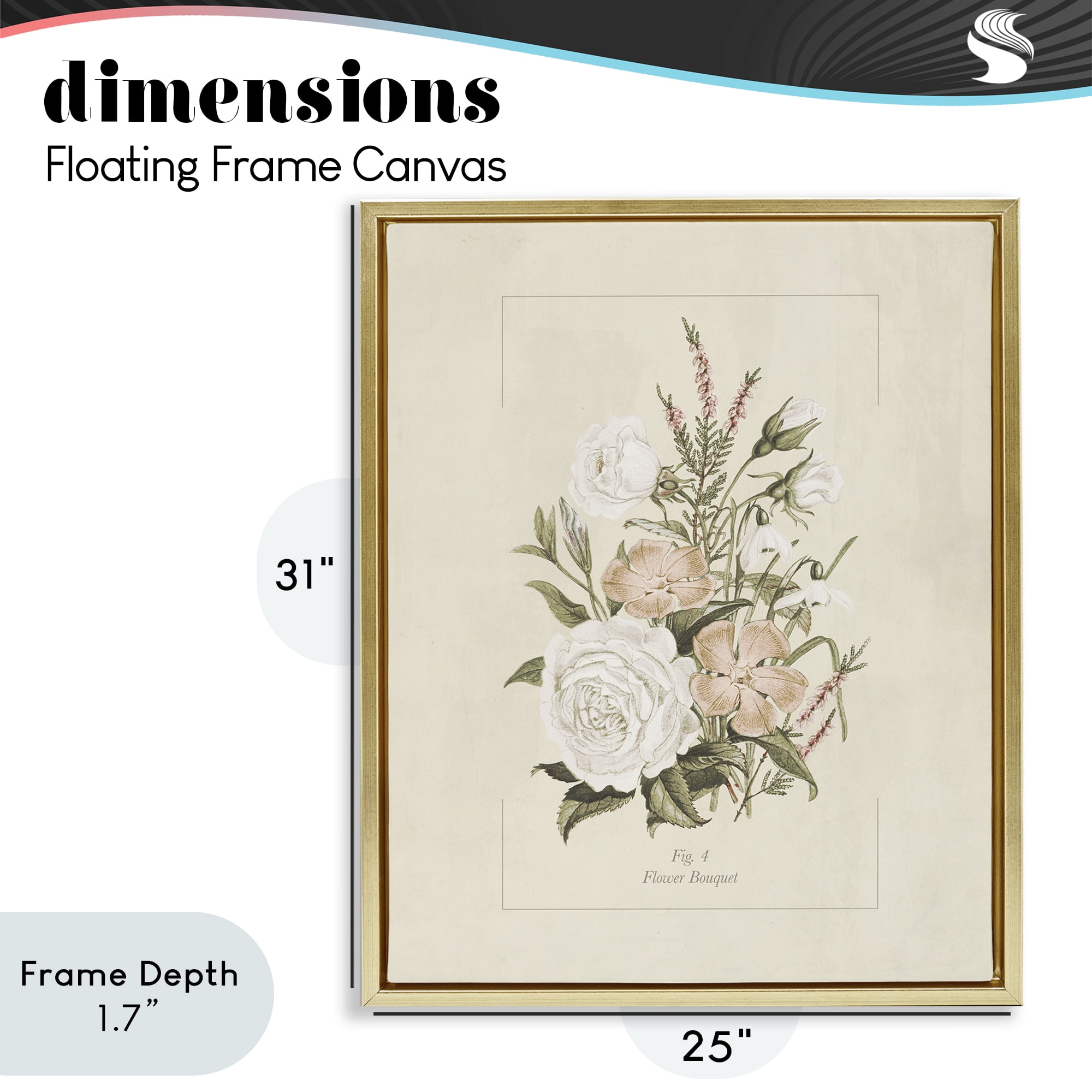 Stupell Industries Neutral & Soft Bouquet Study Gold Framed Floater Canvas Wall Art, design by Dan Meneely
