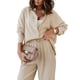 thumbnail image 4 of SAYOO Traje de 2 piezas para mujeres, camisa de manga larga con solapa + traje de pantalones anchos SAYOO moda, 4 of 7