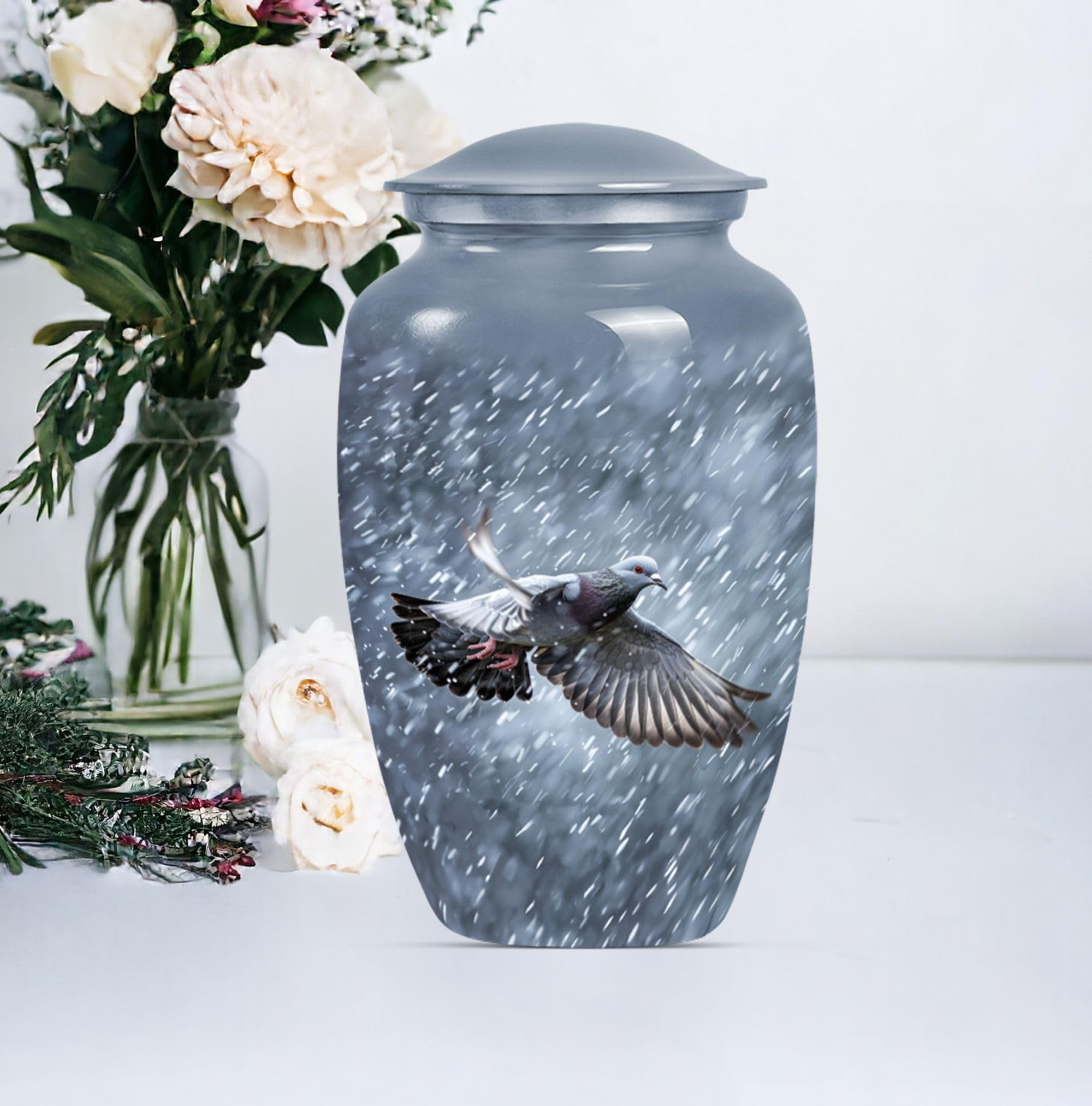 SUBSH Dove Urn, Urn for Human Ashes, 10 Inch Urn, Cremation Urns, Silver UrnsbFor Ashes, Large Urns for Human Ashes, Cat Urns for Ashes, Pet Urns for Dogs Ashes, Urn for Ashes