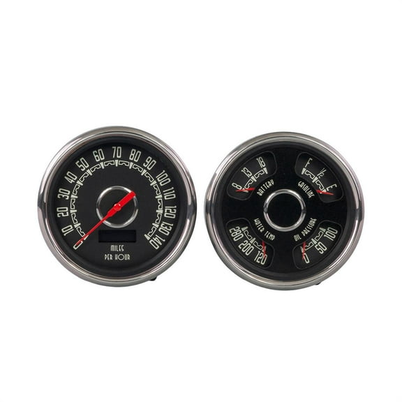 New Vintage USA 37205-01 2 Gauge Kit Woodward Series 4 3/8" Black