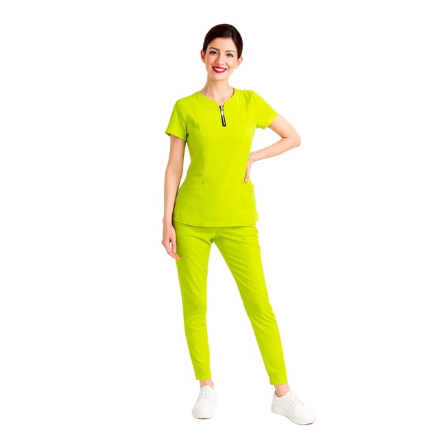 Scrubs Médicos Mujer | Uniformes para Doctoras y Enfermeras M12 VERDE MANZANA CH