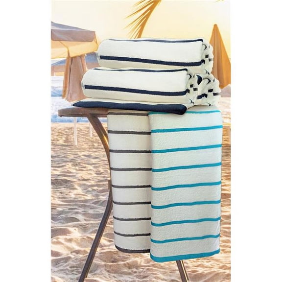 Rifz Textiles GPHAQ30601250 Rifz GPH Collection Horizontal Stripes Pool Towels / Aqua Stripes / 30'X60' 12.50 lb. 6 PK