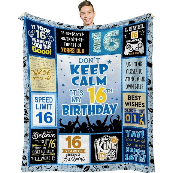 Gifts for 16 Year Old Boy, 16th Birthday Gifts for Boys, 16 Year Old Boy Birthday Gift Ideas, 16 Year Old Boy Gift, Birthday Gifts for 16 Year Old Boy, 16th Birthday Decorations Blanket 60x50 Inch
