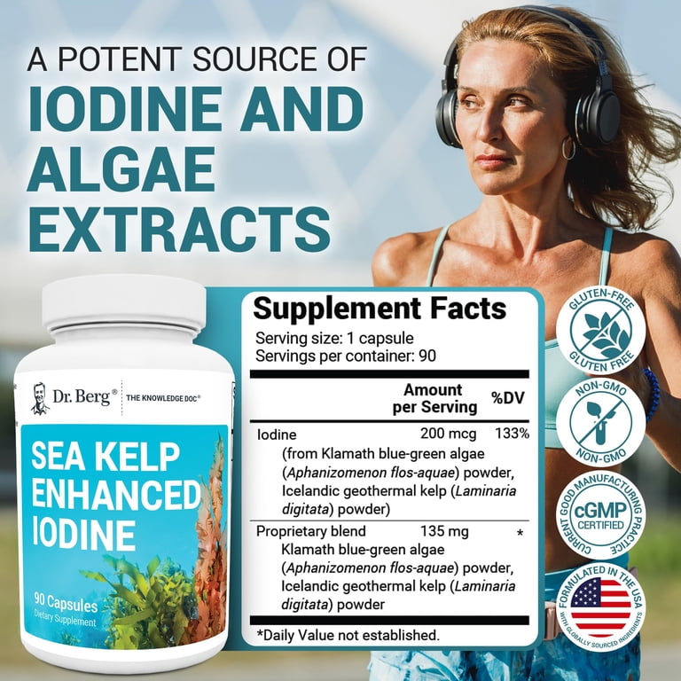 Dr. Berg Sea Kelp Enhanced Iodine Supplement , 90 Capsules