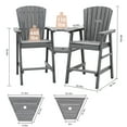 thumbnail image 5 of Pamapic HDPE Tall Outdoor Adirondack Chair Set with Double Removable Trays in Gray, 5 of 7