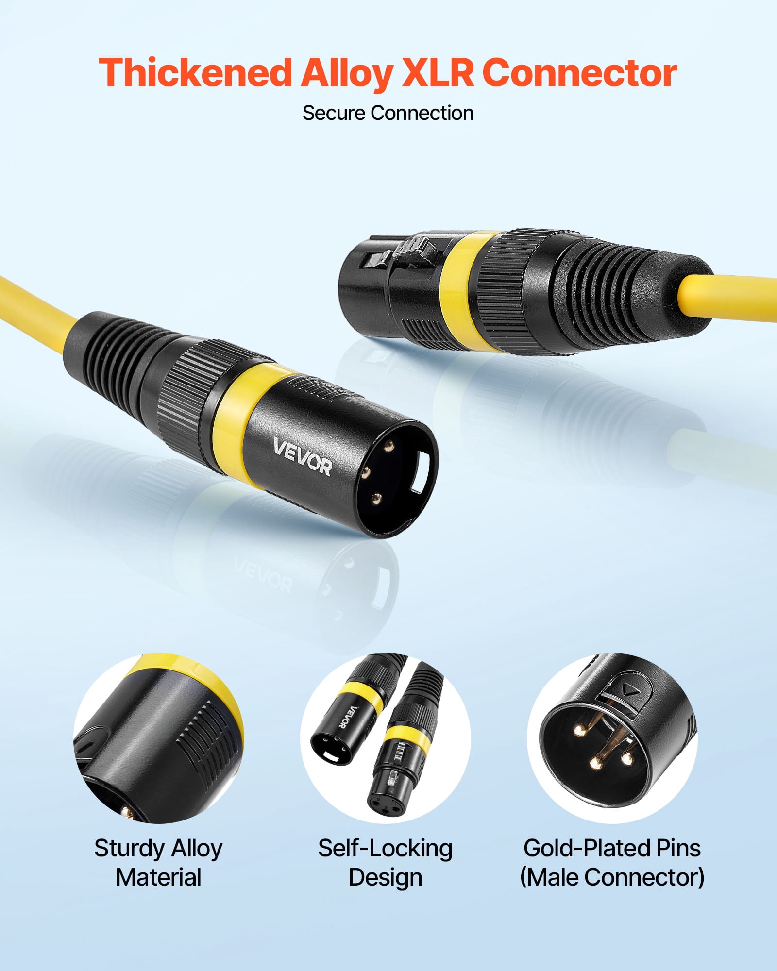 VEVOR XLR Cable 3.3 ft, 10 Pack, Shielded Balanced DMX Male to Female Microphone Cables, Gold-Plated 3-Pin XLR Mic Speaker Cord Wire, for Stage Lighting,Microphones, Amplifier, Mixer, Speaker Systems