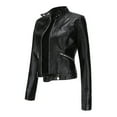 gbyLJF Womens Faux Leather Long Sleeve Jackets Trendy Quilted Moto