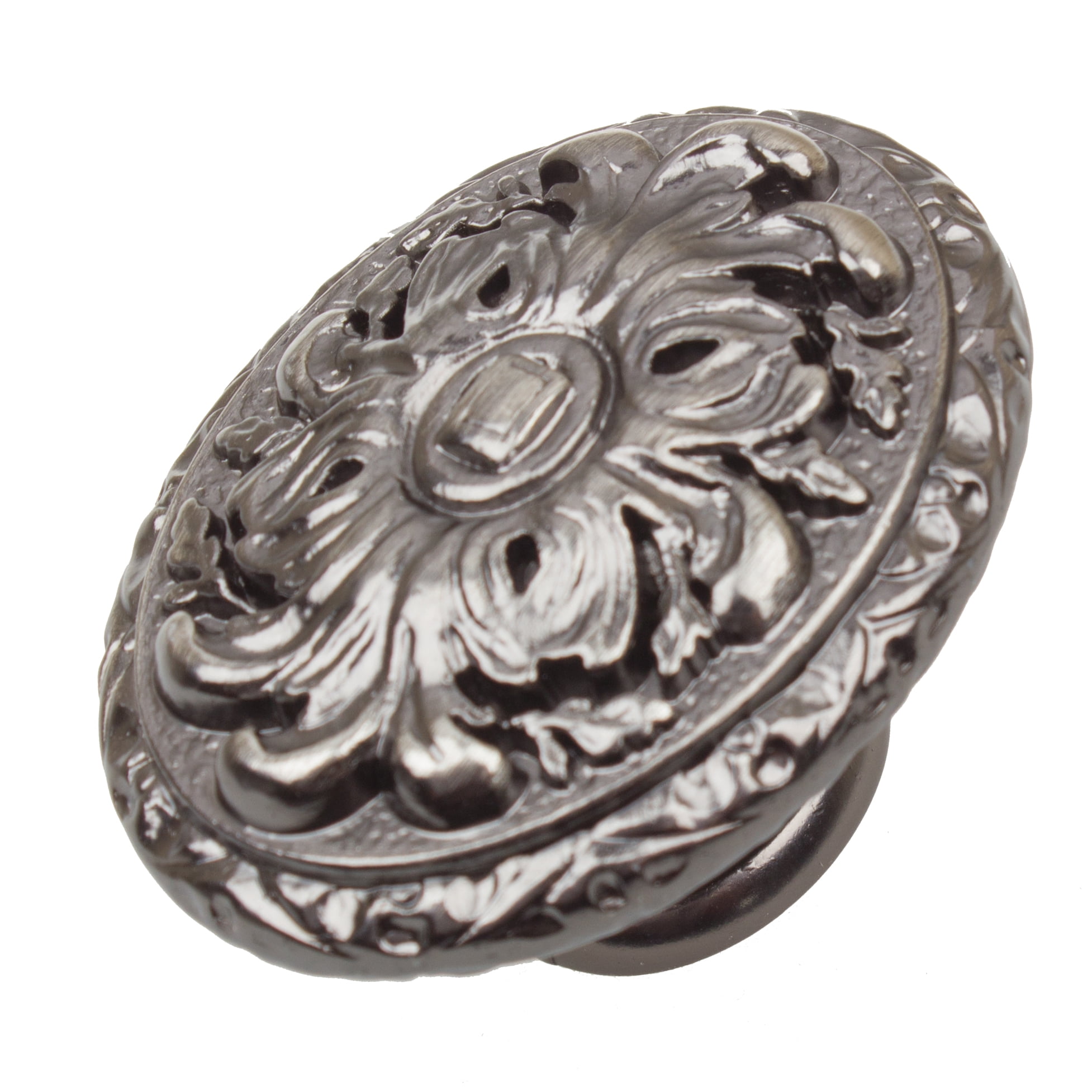 GlideRite 2 in. Old World Ornate Oval Cabinet Knob, Brushed Pewter, Pack of 5