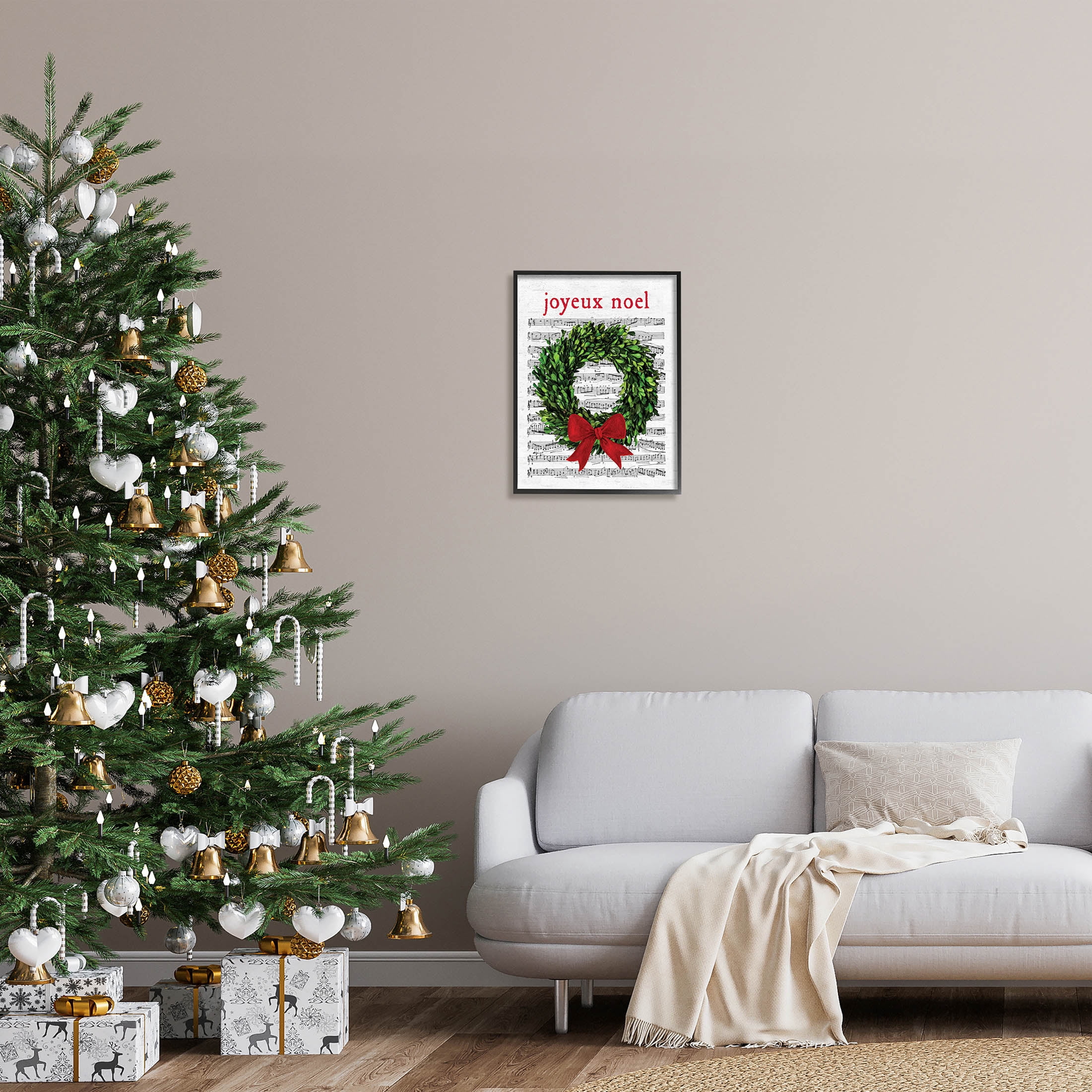 Stupell Industries Joyeux Noel Vintage Song Graphic Art Black Framed Art Print Wall Art, Design by Lettered and Lined