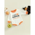 thumbnail image 5 of Infant Baby Boy Girl Halloween Outfit 3M 6M 12M 18M 24M Cutest Pumpkin Romper Sweatshirt Onesie Fall Long Sleeve Top Clothes, 5 of 9