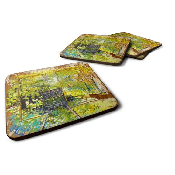 Carolines Treasures MW1326FC Streetcar End of the Line Foam Coaster Set of 4 3 1/2 x 3 1/2 multicolor