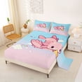thumbnail image 2 of Erosebridal Cartoon Cute Axolotl Queen Sheet Sets,Kawaii Stars Print Bed Set For Teens 4-Piece, 2 of 6
