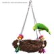 thumbnail image 2 of Nido de columpio para pájaros de paja Natural, columpio para pájaros con campanas para periquitos, guacamayos y loros, 2 of 5