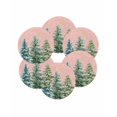 thumbnail image 7 of 13 Inch Round Placemats Set of 6, Christmas Tree Non Slip Heat Insulation PP Table Mats, Winter Pine Xmas Watercolor Snowflake Pink Washable Place Mats for Kitchen Dining Party Table Decor, 7 of 7