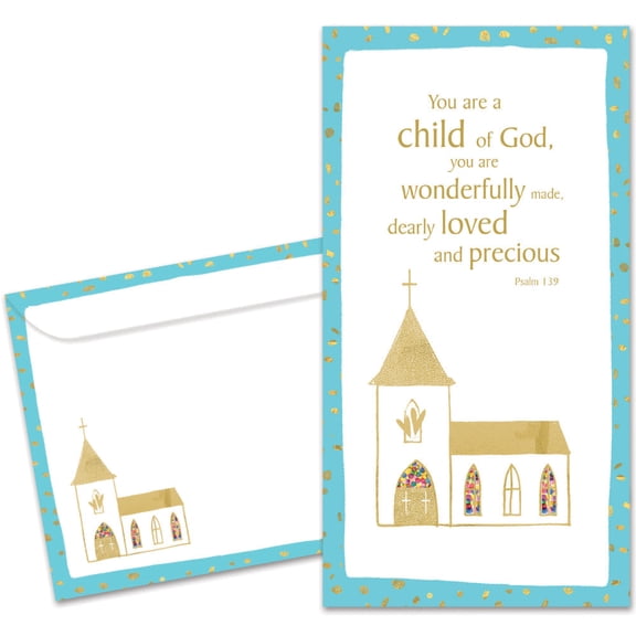Tree-Free Greetings Baptism Money Holder Greeting Card, 3.7 x 7, In His Sight (ZO70317)