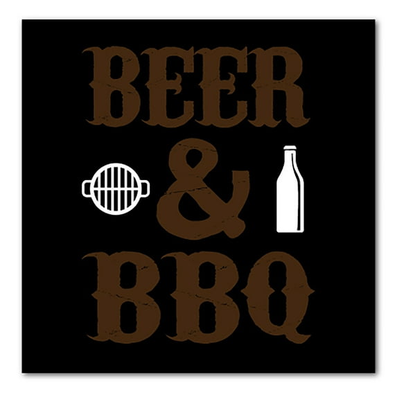 DistinctInk Custom Bumper Sticker - 3" x 3" Decorative Decal - Black Background - Beer & Barbecue BBQ