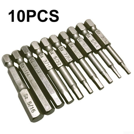 

10pcs Screwdriver Magnetic Heads Allen Wrench Drill Bits 1/4 Hex Shank Driver
